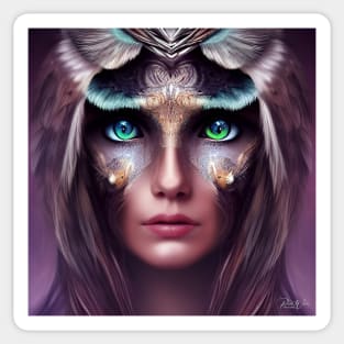 Beautiful Owl Woman Sticker